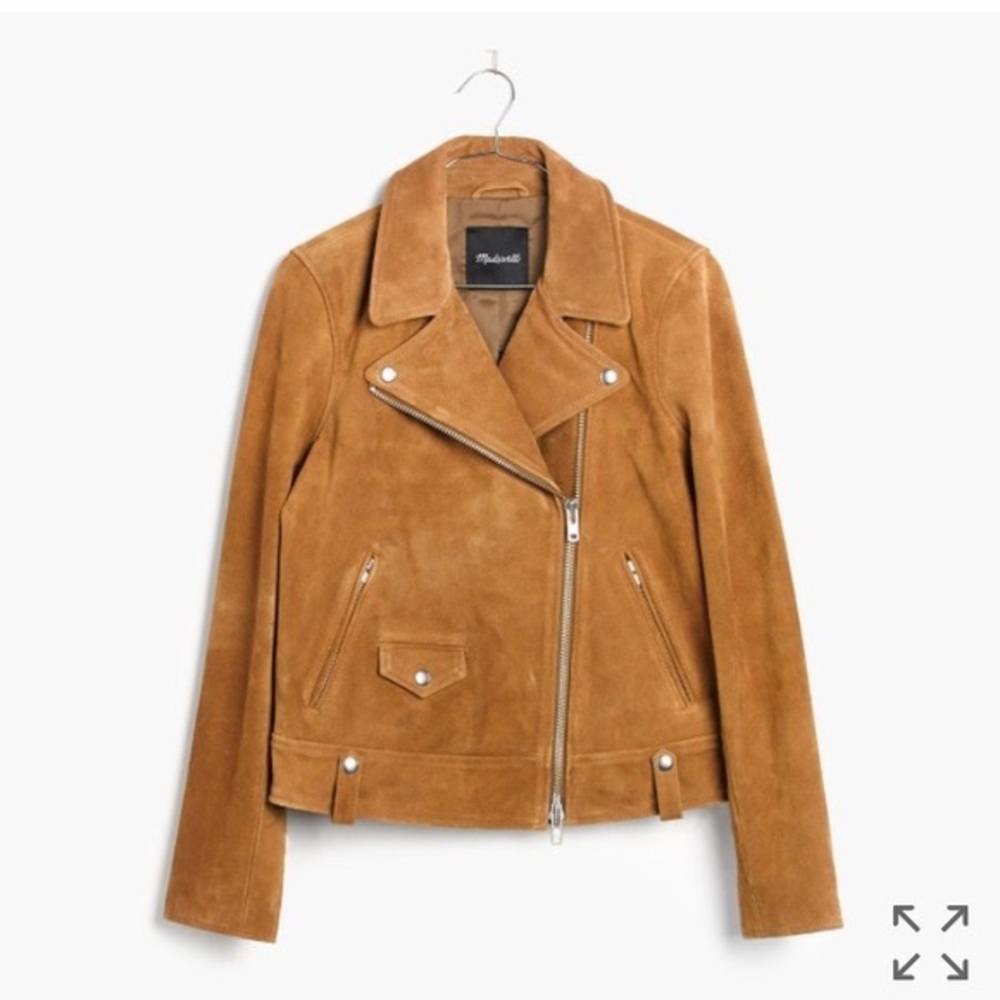 NWT Madewell tan suede leather moto jacket size S